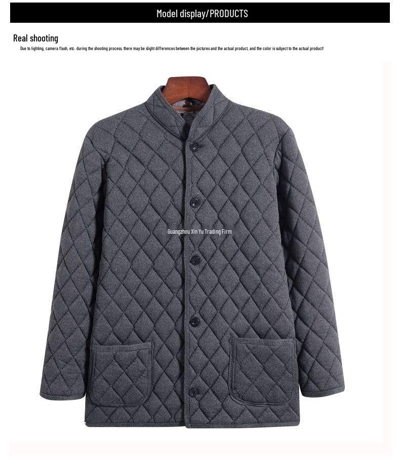 Men's Winter Velvet Set for Seniors: Warm Cotton Jacket and Pants