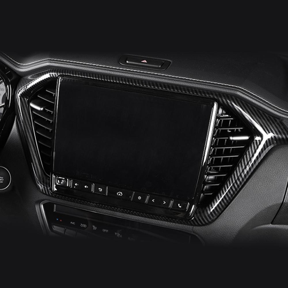 For ISUZU D-MAX DMAX 2021 - 2023 LHD Dashboard Central Control Trim Cover Navigation ABS Carbon Fiber Stickers Car Styling
