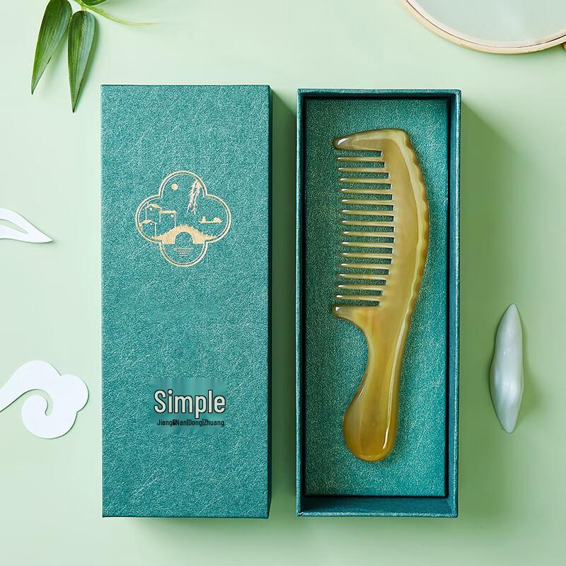 Authentic Natural Ox Horn Wide-Tooth Comb