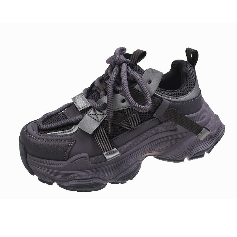 Dad shoes women's early spring new versatile thick-soled heightening casual shoes leather sneakers women's