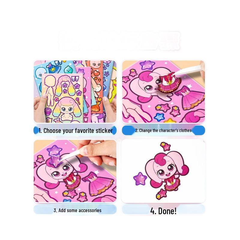 Moe Princess Reusable Dress-Up Stickers for Girls - High-Value Cartoon Playset