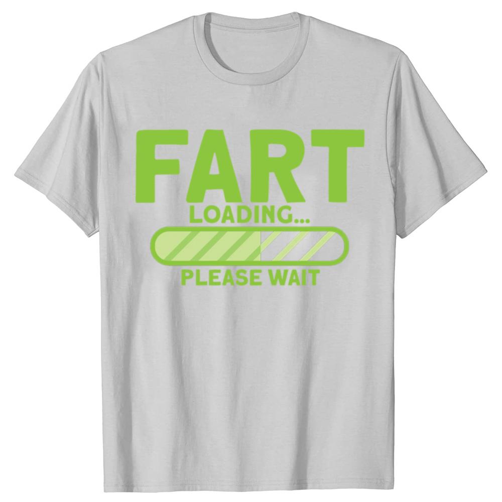 Fart Loading Please Wait T-shirt Funny Graphic T Shirts Loading Progress Bar Cotton Short Sleeve Printed Tshirt Man Clothes