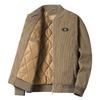 Baseball Jacket Stand Collar Anti-freeze Ribbed Winter Business Casual Solid Corduroy Baseball Jacket Coat for Trip