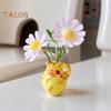 Ceramic Flower Vase Fridge Magnet 3D Plants Vase Refrigerator Magnet Home Office Kitchen Locker Mini Simulation Vase Decoration