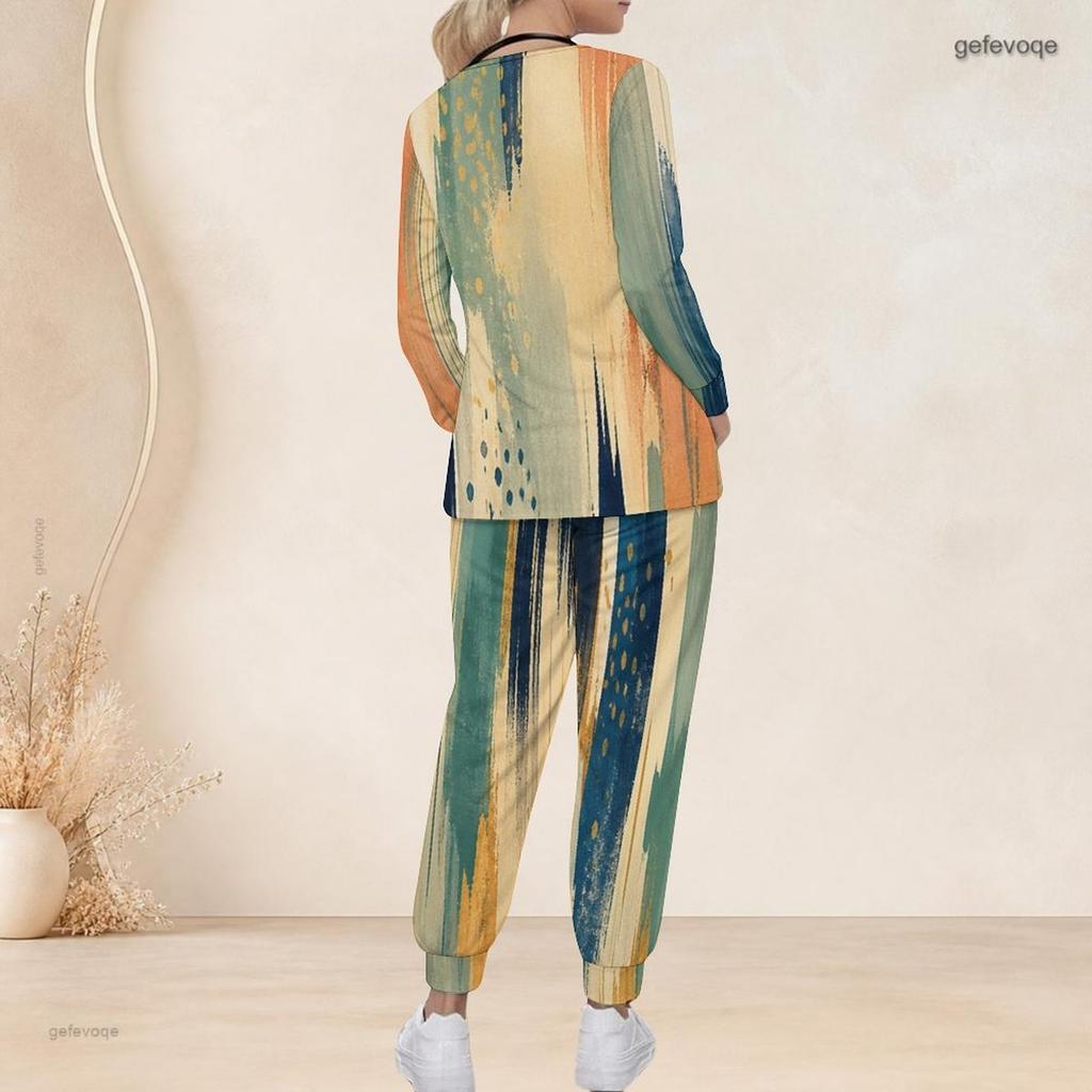 Women Plus Size Nurse Scrub Set V Neck Long Sleeve Printed Navy Blue Black Pocket Top And Pants