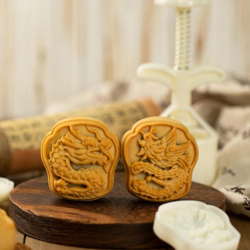 Hand Pressed Mooncakes Mold Cookie Stamp Bean Pastes Cake Molds ABS Pastries Dessert Mould for Baking Enthusiasts