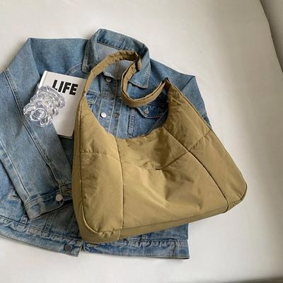 Trendy Women's Soft Cloth Shoulder Bag Solid Color Student 2026 Spring Casual Style Big Handbags Crossbody Bags