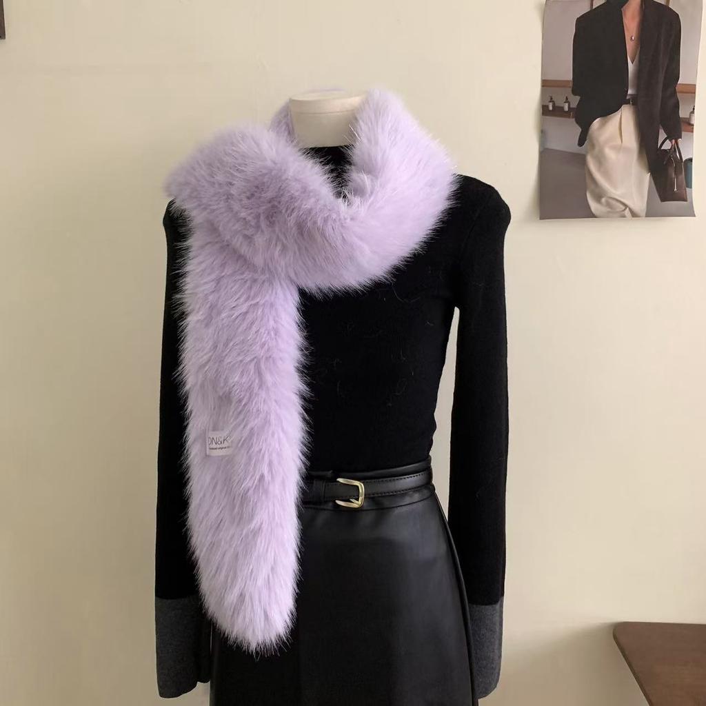 Damen Winter Warm Glänzend Nerz Gestrickter Schal Mode Plüsch Verdickter Schal Damen Decke Einfarbige Schals