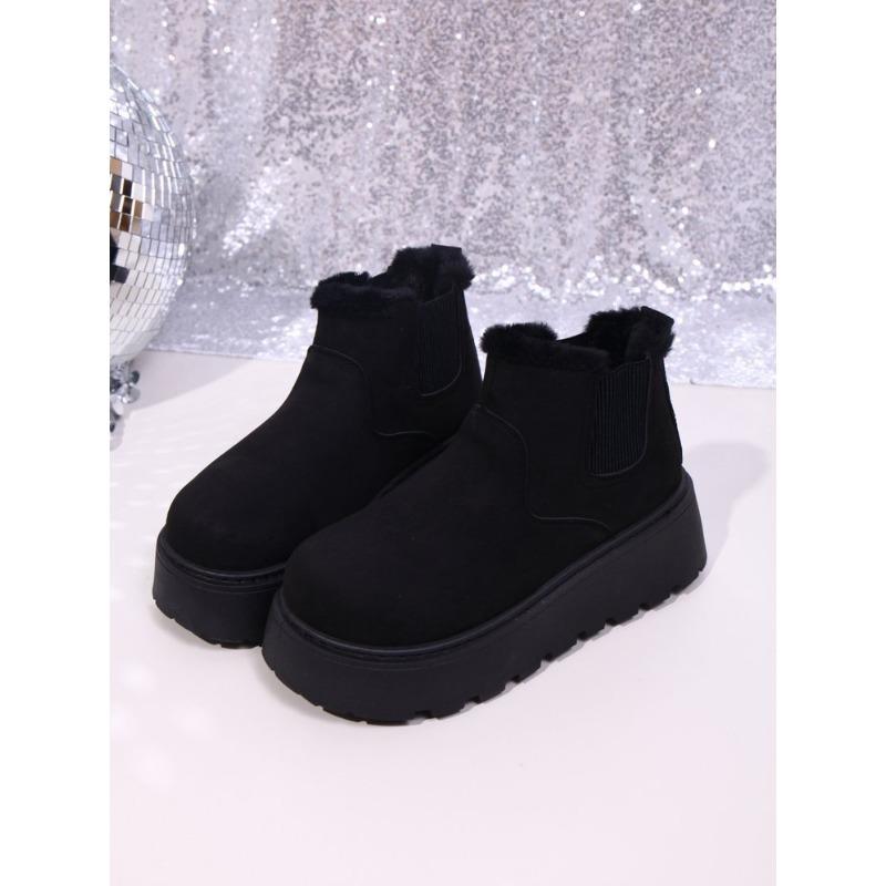 Women's Plus Size Ankle Snow Boots Winter New Minimalist Platform Warm Fleece Lined Boots