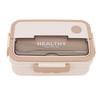 Plastic 3 Compartment Lunch Box 1000ml Microwave Safe Bento Box for Kids Adults Students Office Worker Beige