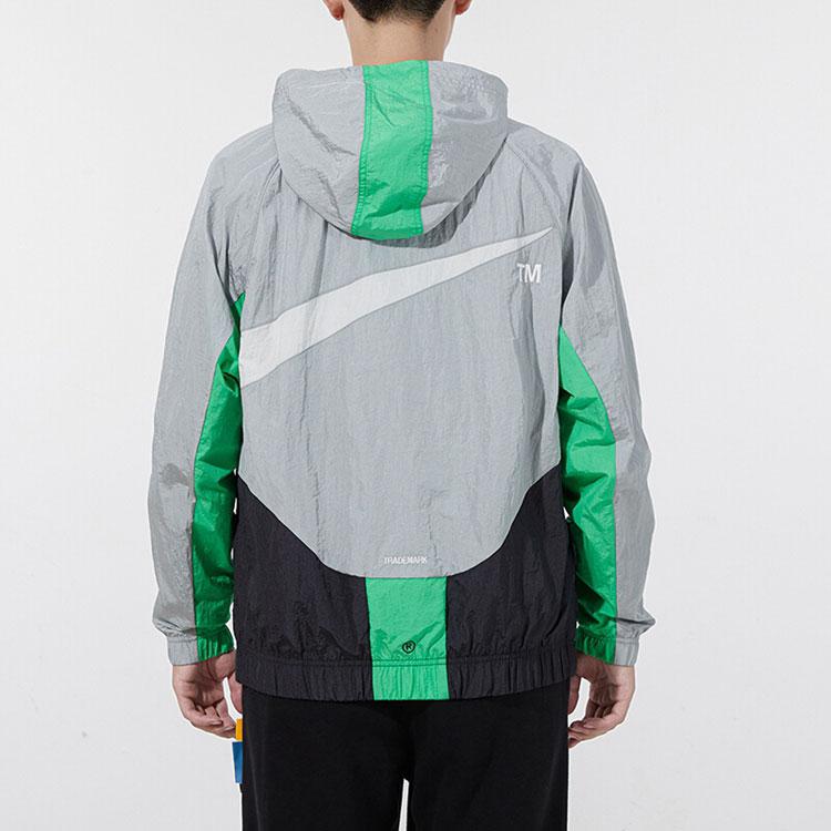Nike Sportswear Swoosh Color-Block Hooded Woven Jacket Men Outerwear Grey DD5968-077