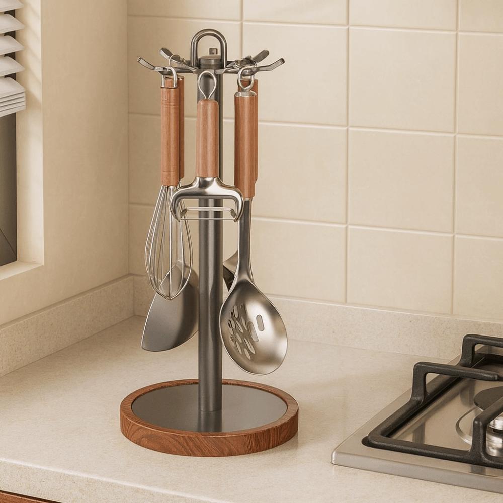 8 Haken Küchenutensilienständer Beweglicher Kochutensilienhalter Löffel Hängeregal Arbeitsplatte