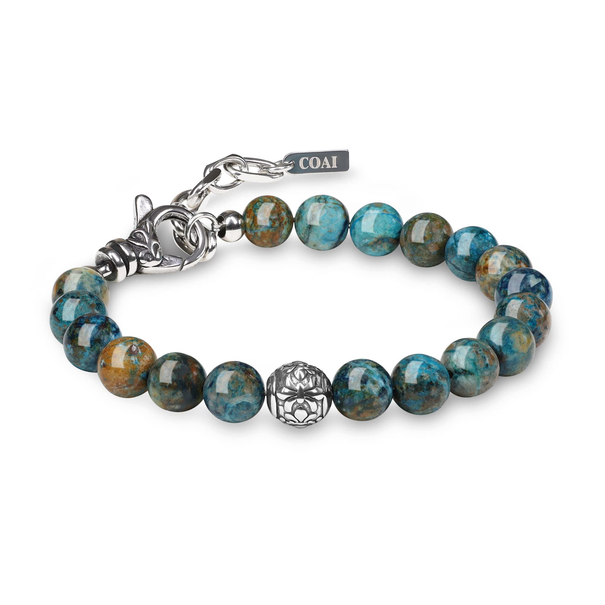 

8mm Azurite Fleur de Lis Good Luck Bracelet Beads Bracelet [Coai]