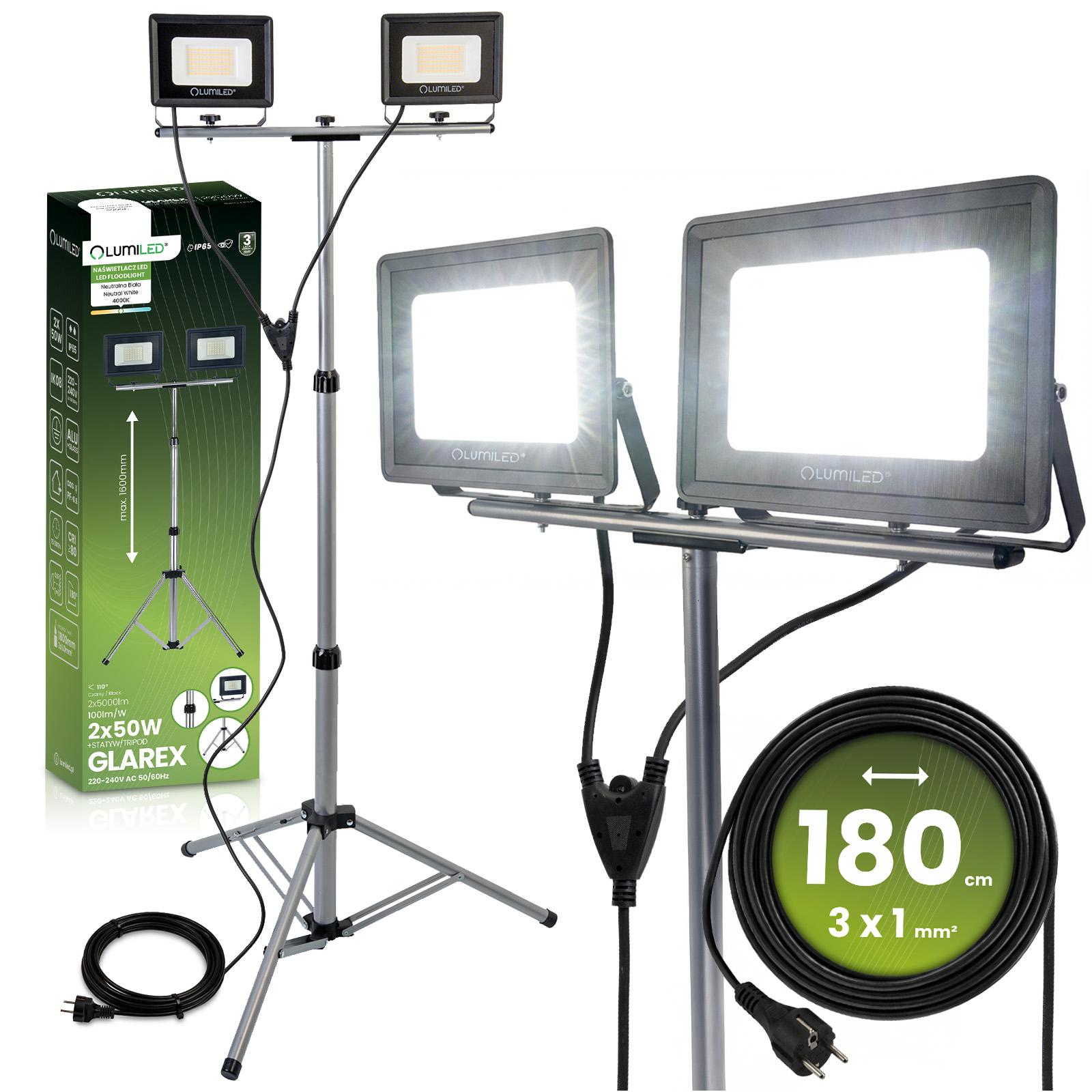 Glarex 2x50W LED Work Floodlight Set