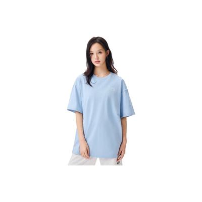 T-shirt Casual de Cor Sólida de Manga Curta Tops Unissex Azul Cerâmico 972328113