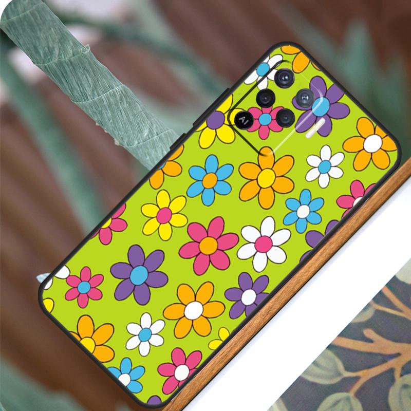 Groovy Flowers Hippie Bohemian For OPPO A53S A57S A54S A38 A78 A58 A79 A15 A17 A77 A16 A76 A96 A52 A72 A5 A9 A94 A74 Case