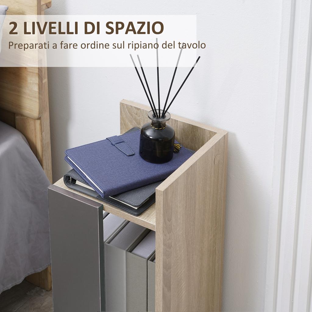 Modern Grey Nightstand with Open Shelf, Set of 2 in Chipboard for Bedroom and Living Room, 27x25x60cm