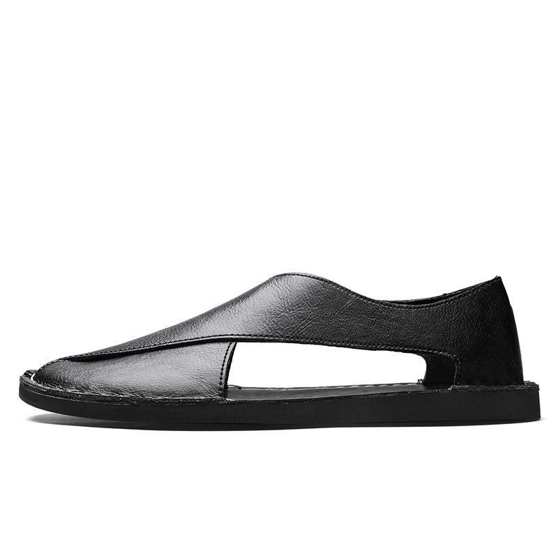 

Golden Sapling Mens Sandals Summer Shoes Soft Leather Comfortable Design Stylish Casual Footwear Casual Outdoor Trekking Flats 48 чёрный