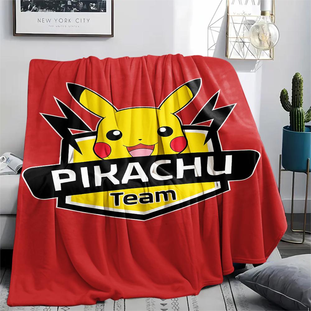 Pok é mon Pikachu Aufdruck Flanelldecke, Hohe Qualität, Bequem für alle Jahreszeiten, Heimdekoration, Wärme und Komfort, Perfekt für Weihnachtsgeschenke