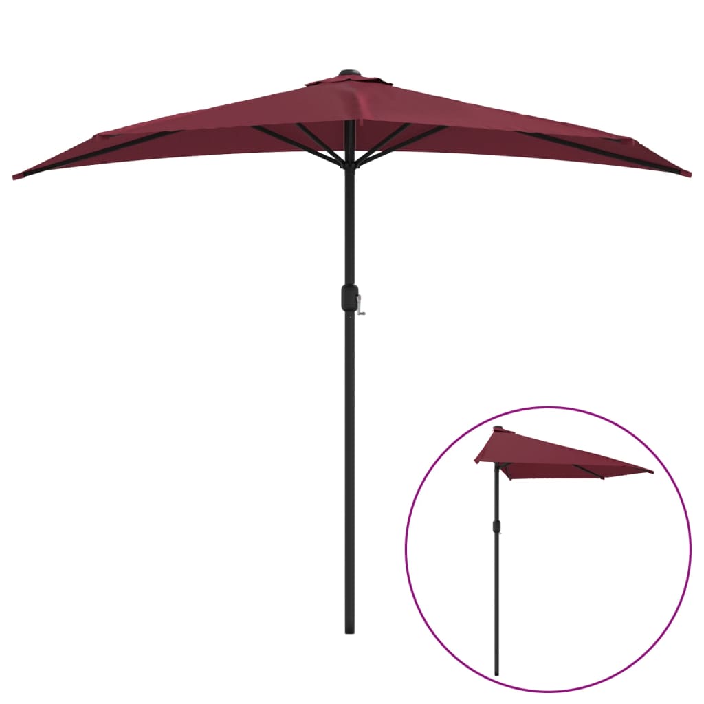 Półparasol Balkonowy, Aluminium, Bordo, 270X135X245 Cm