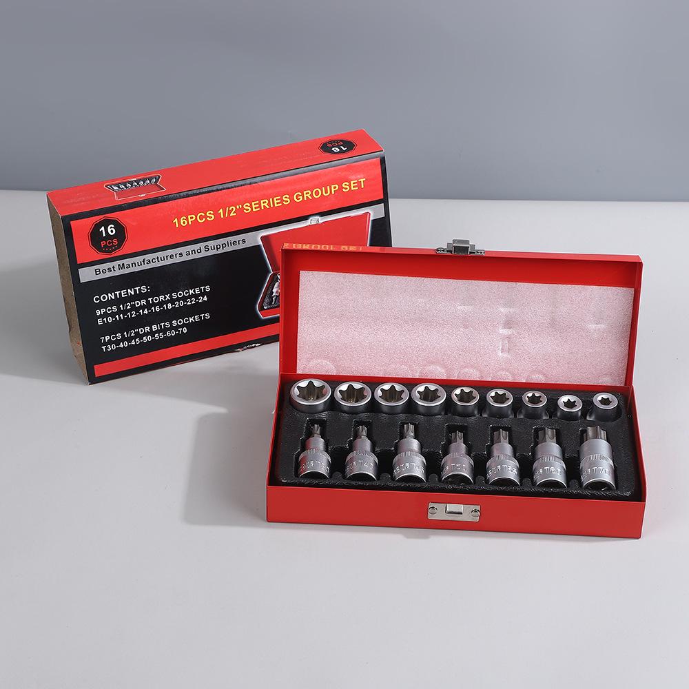 16-Piece Hexagonal Star Socket Wrench and E-Type Screwdriver Set