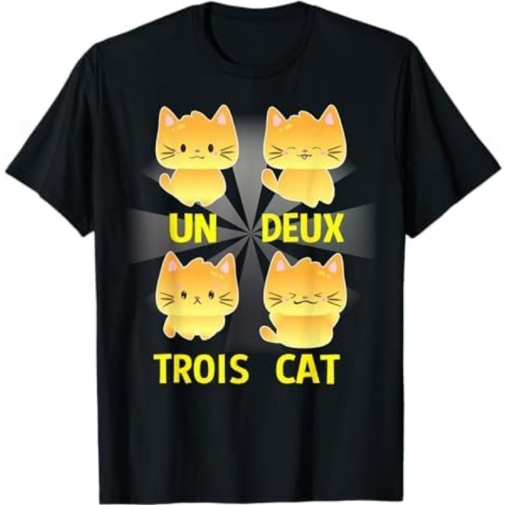 Un Deux Trois Cat T Shirt French Gifts for Men Women Kids AT1 T-Shirt Mens Womens Tank Top Sweatshirt Hoodie Black