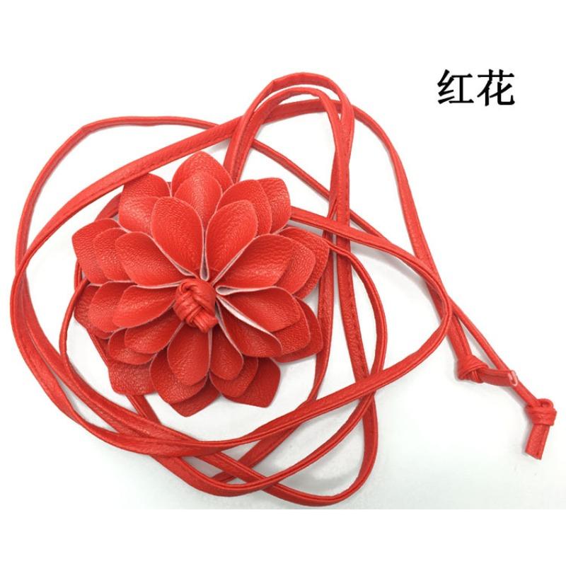 Floral waist chain tassel braided rope decor elegant dress sweater slim women s waist accessory extended belt 278cm красный