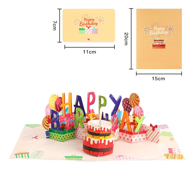 3D Chocolate Birthday Cake Greeting Card with Candle Surprise