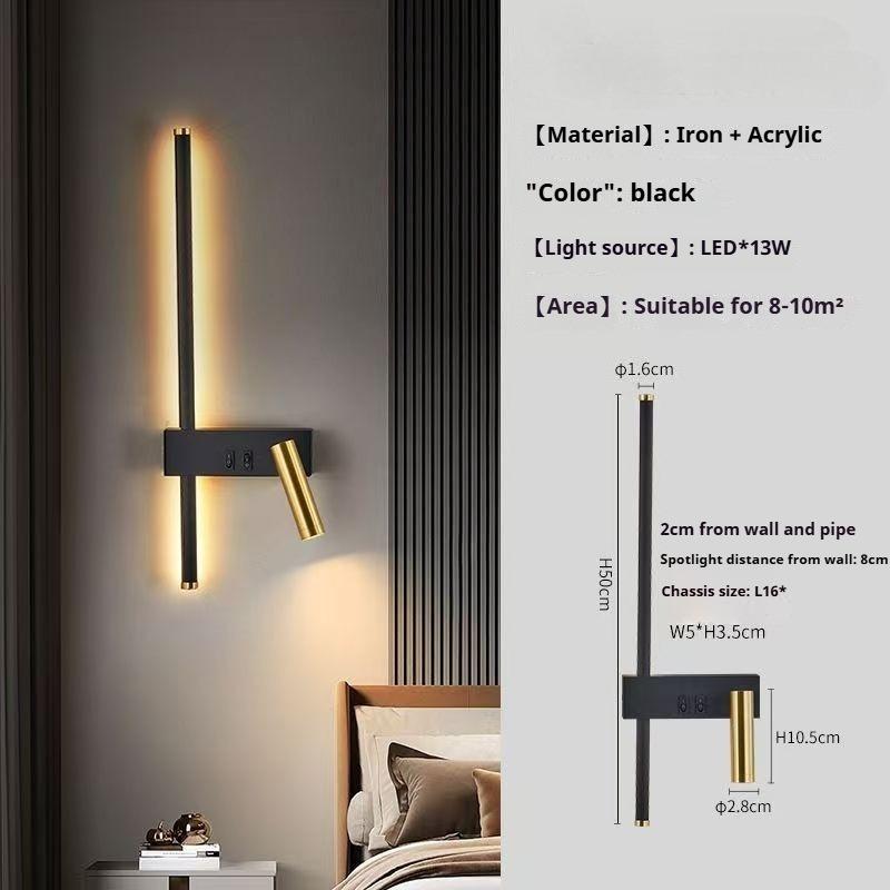 LED Reading Lights With Switch Rotatable Spotlight Wall Lamps Bedroom Bedside Strip Lights for Bedroom Background Wall Lights