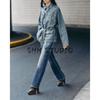 Belt Long Denim Jacket Coat 5252271 Straight-leg Loose High Waist Curl Denim 4725231