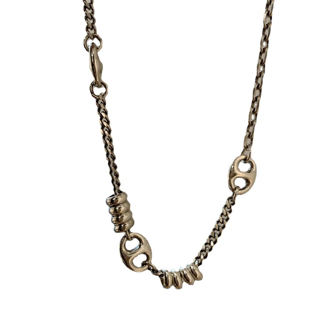 Yinruitai S925 Sterling Silver Retro Pig Nose Spliced Women's Necklace - Light Luxury, High-End Design