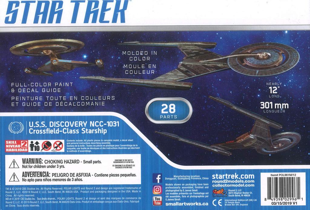 Platts Polar Lights Star Discovery Discovery Scale Plastic Model POL961 Trek NCC-1031 U.S.S. 1/2500 (Spaceship)
