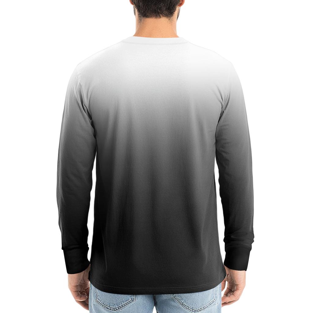 Men's V-neck Casual Fashion Printed Long-sleeved T-shirt Top