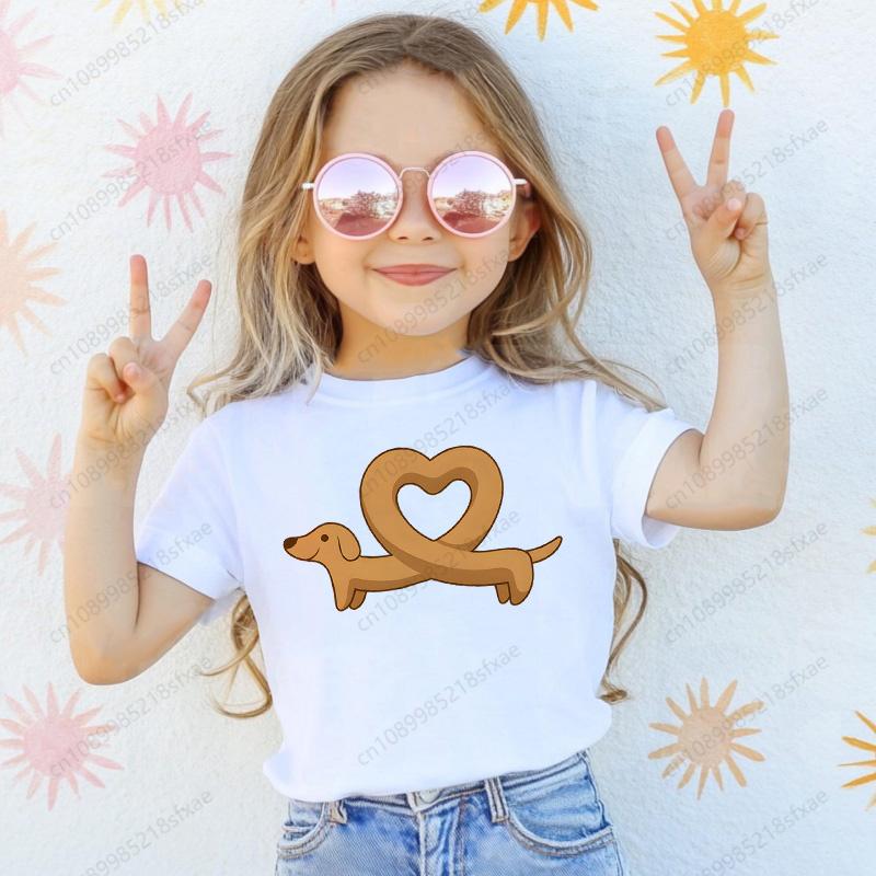 Dachshund Cute Dog Pattern Print T-Shirt Fun for Boys and Girls