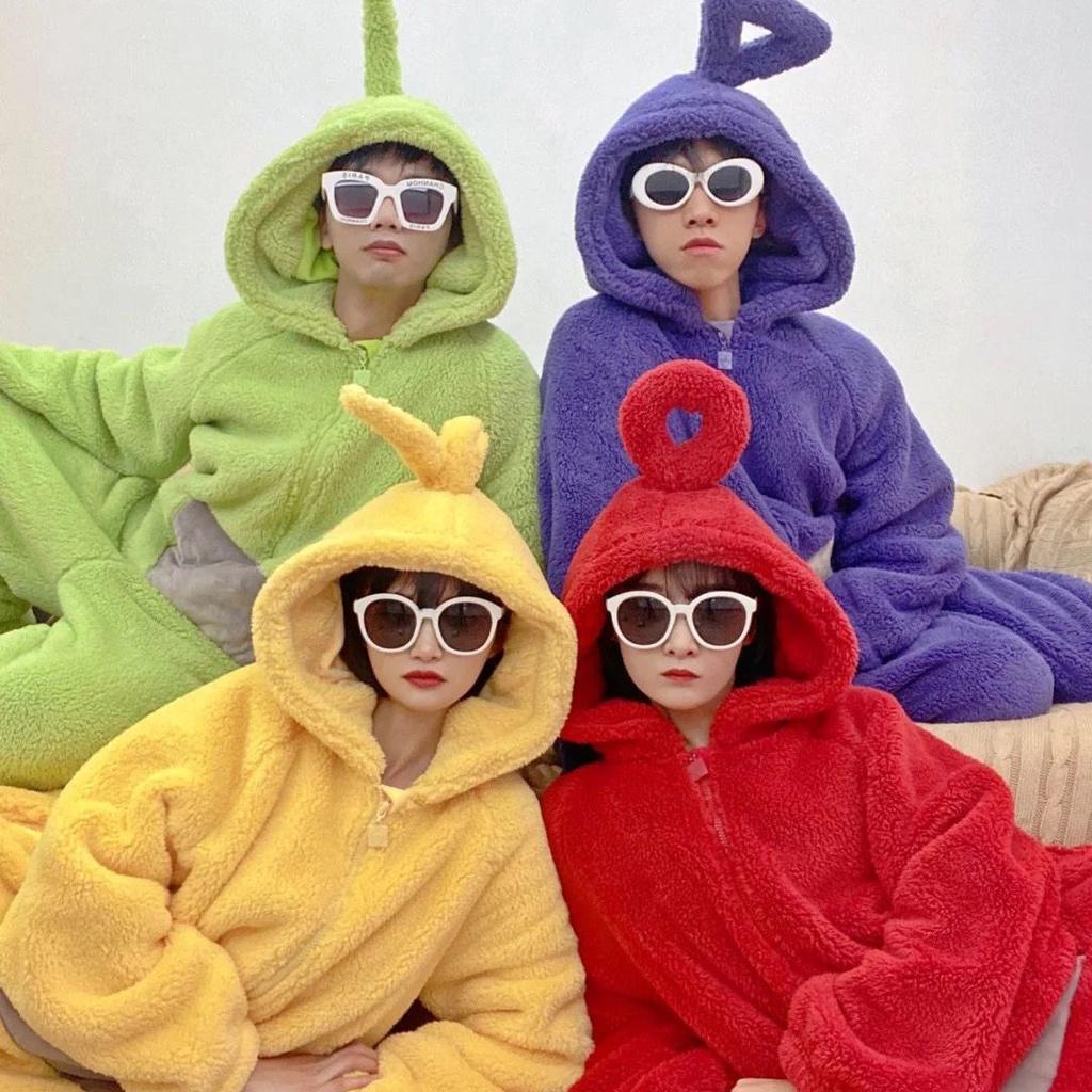 Dipsy Laa Teletubbies Po Tinky Winky Cosplay Coral Velvet Sleepwear Halloween