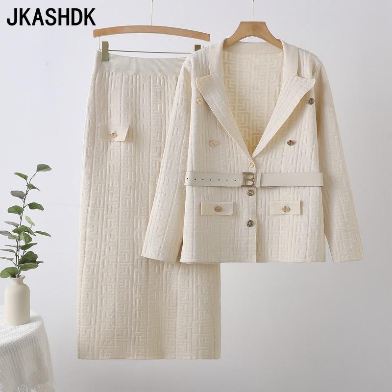 JKASHDK Kadın Moda Rahat İlkbahar Sonbahar Uzun Kollu POLO Yaka Pantolon Pantolon Takım Elbise