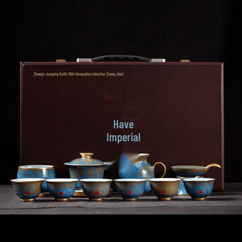 Jun Porcelain Kiln Glaze Kung Fu Tea Set