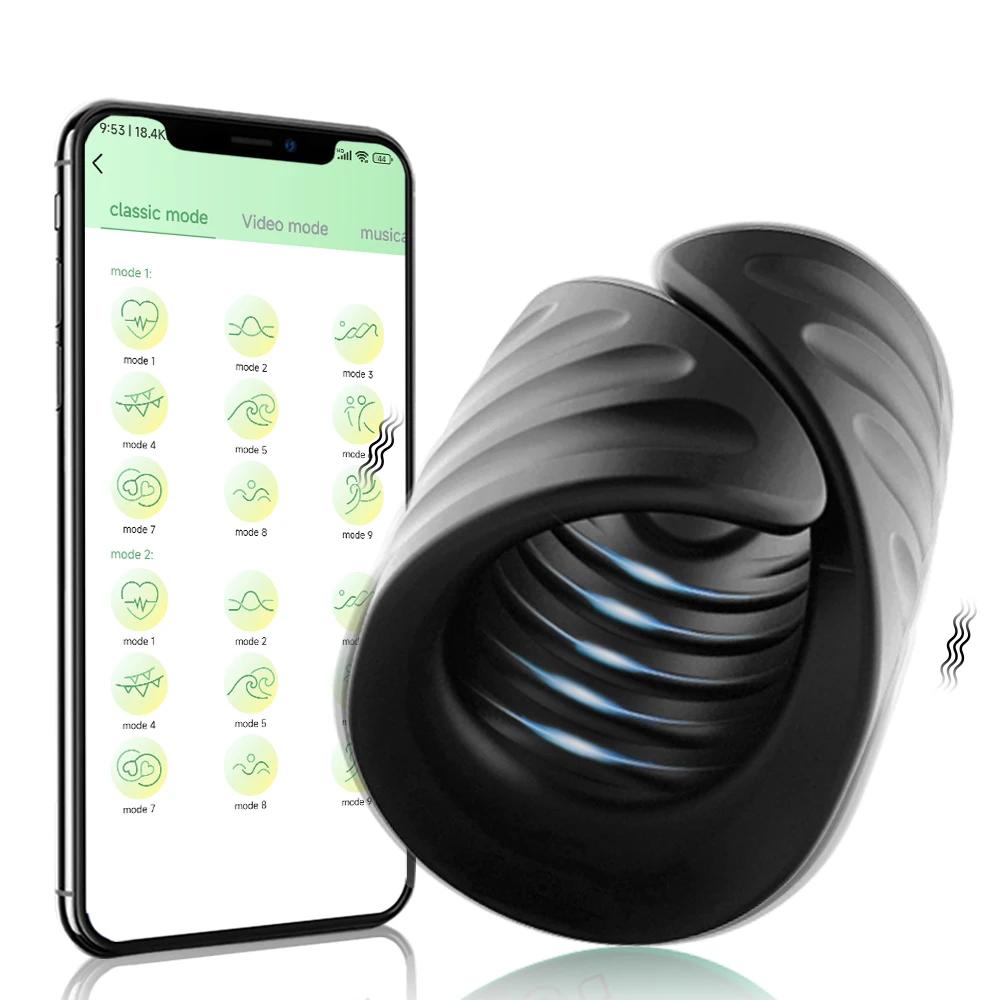 Controllo APP Vibratore per Allenamento del Pene Masturbatore Maschile Stroker Vibranti Allenatore del Glande Stimolatore Giocattoli Sessuali per Uomini Articoli per Adulti