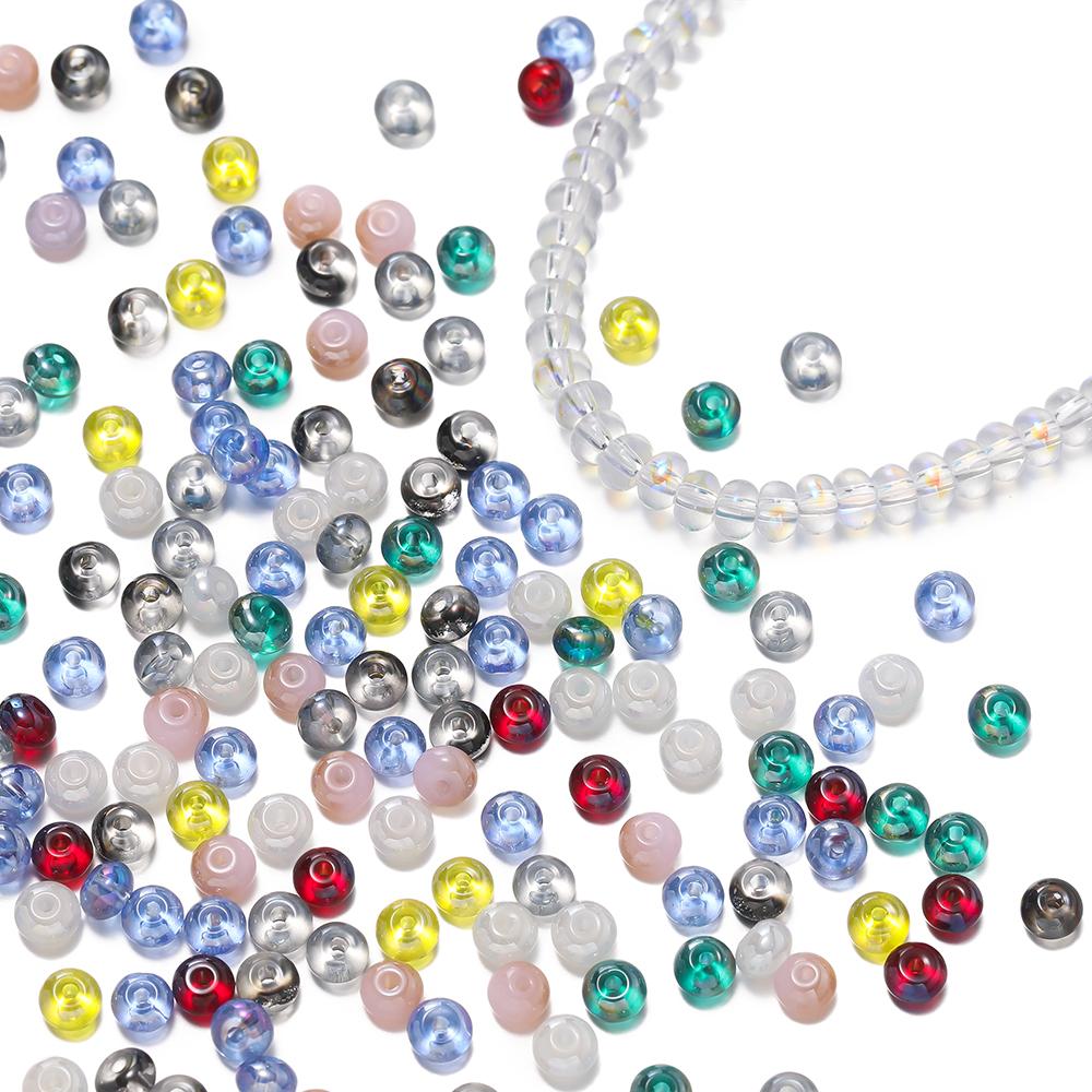 100pcs/Lot 3x4.5mm Glass Flat Round Beads Mini Spacer Loose Bead for Bracelet Necklace Earrings Jewelry Making Accessories