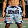 NEW Summer BROOK LYN Y2K Graphic Print Basketball Shorts Men's Casual Quick-dry Beach Shorts Comfy Relaxed-Fit Flexible Shorts