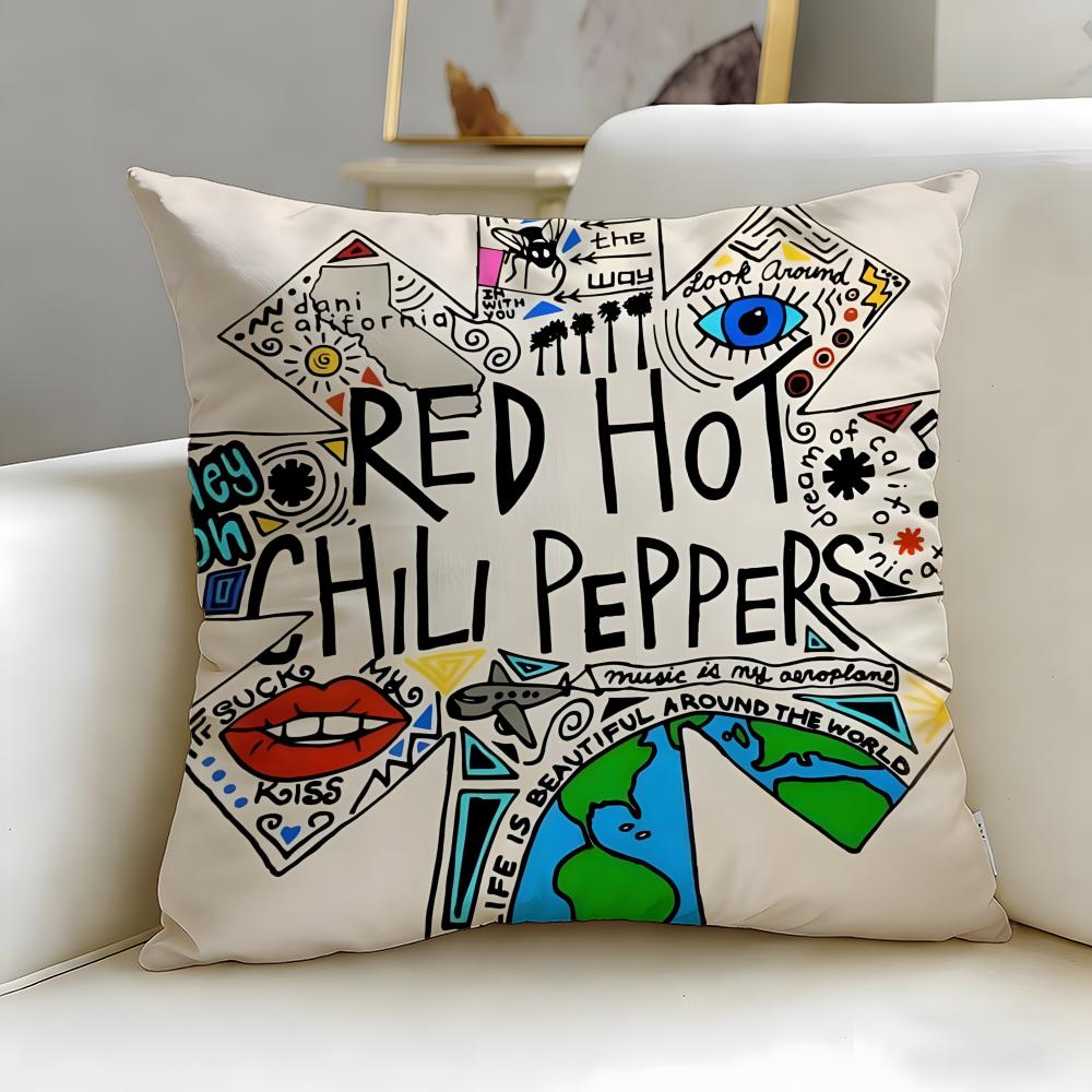 Klassiska bandet Red Hot Chili Peppers Kuddfodral Mjukt & Lätt att Tvätta Örngott – Mångsidigt för Soffa, Säng, Resa och Kontor