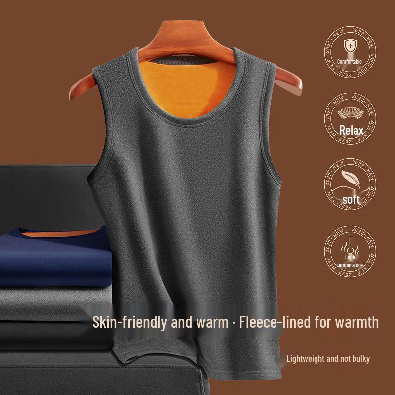 Men's Fleece-Lined Slim Fit Sleeveless Warm Vest Tank Top