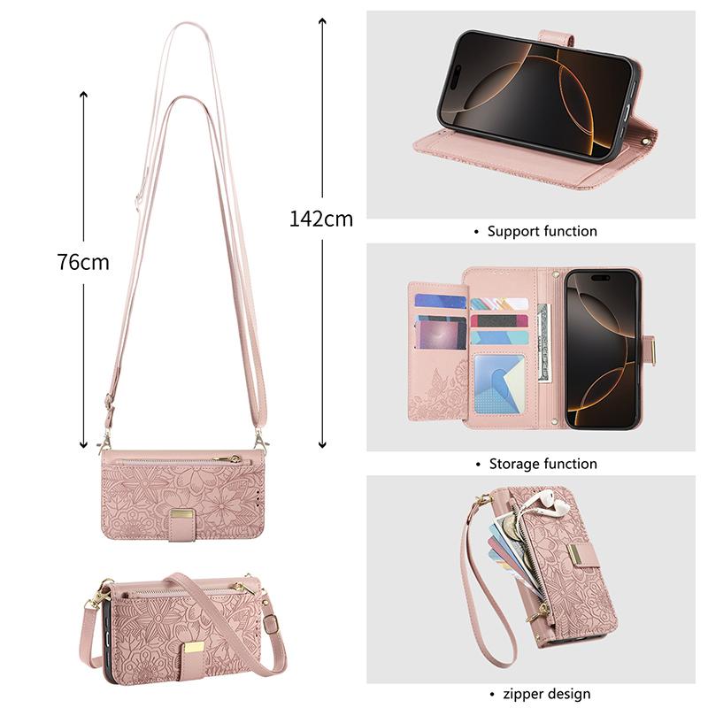 Leather Case with Card Holder for IPhone 18 17 15 16 13 14 12 11 Pro Max 17E 16E Casing Full Protection Girl Wallet Phone Covers
