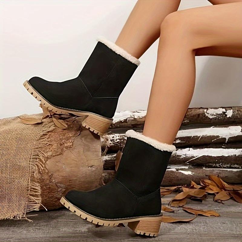 Winter Fashion Casual/Comfortable Fashion Boots Plus Velvet Warm Square Heel Round Toe Solid Color Women's Boots Knight Boots