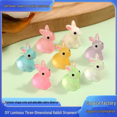 Luminous 3D Rabbit Resin Figurine - DIY Desktop Craft Ornament