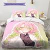Demon Slayer Pattern Bedding,Quilt Set Quilt Cover Pillowcase Home Birthday Gift (1 * Duvet Cover + 2 * Pillowcase, Without Core)