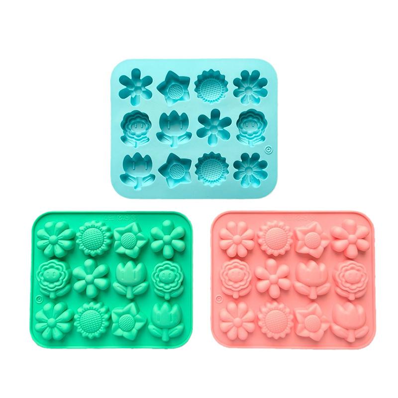 3 Pack Flower Mold Silicone Daisy Flower Chocolate Molds Floral Sunflower Tulip Daisy Candy Baking Molds Cake Pop Mold