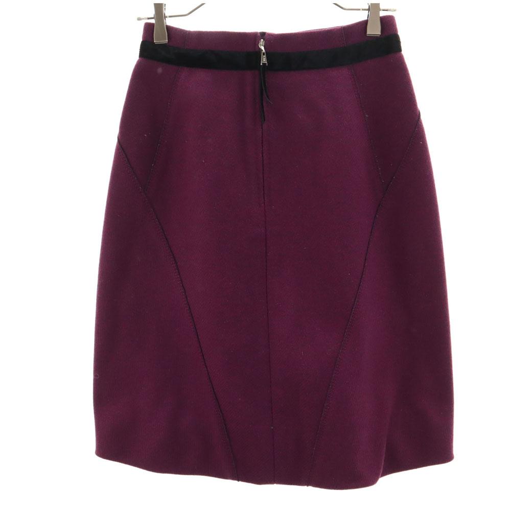 LOUIS VUITTON French wool Midi Skirt 36 Purple Back zip Women Used