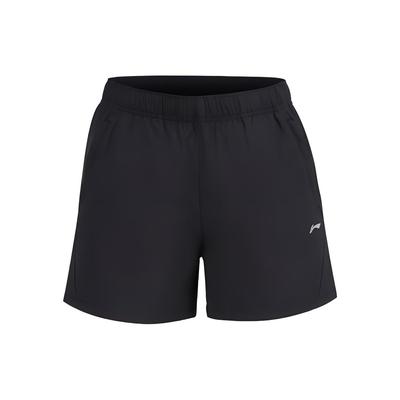 Li Ning Jednobarevné Logo Elastický Pas Sportovní Šortky Dámské šortky Černé AKSR520-1