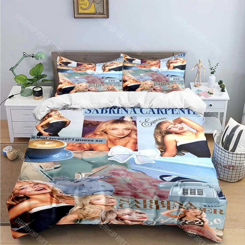 3D-Druck S-Sabrina Carpenter Sängerin Bettwäschesets Exquisites Bettzubehörset Bettbezug Bettdecke Set Bettwäscheset Luxus